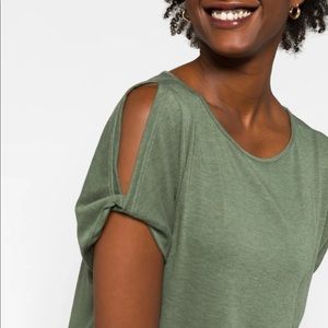 Colette Army Green Cutout Shoulder Tee M